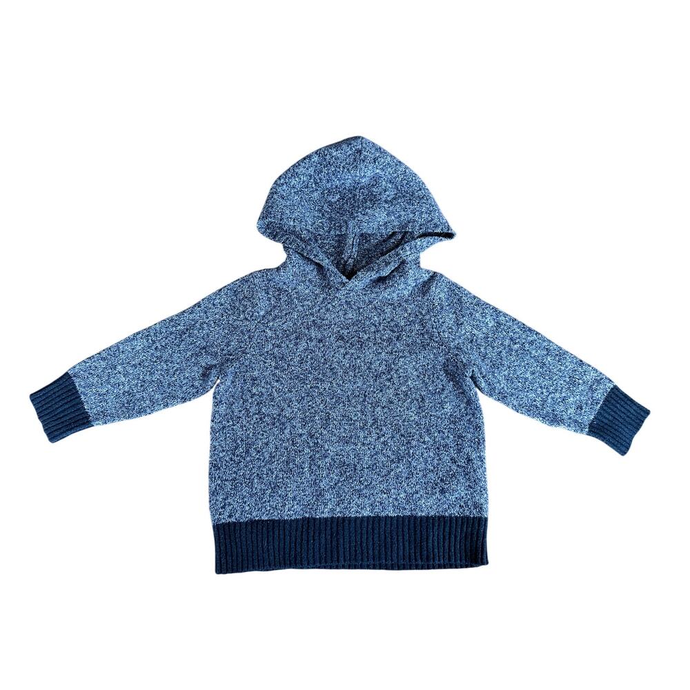 Toddler 2T Gray and Blue Knit Hooded Sweater Old Navy
